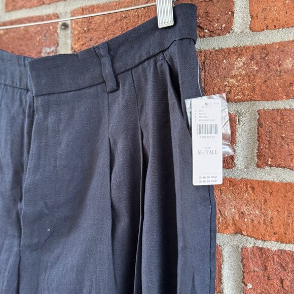 Maeve Anthropologie Avery Wide-Leg Linen Trousers M Tall Midnight Navy NWT - Picture 7 of 9